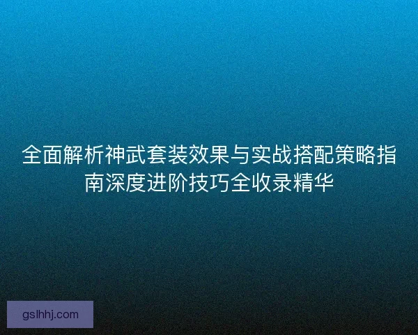 全面解析神武套装效果与实战搭配策略指南深度进阶技巧全收录精华